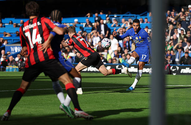Chelsea vs Bournemouth Review: Morgan Rogers scores during the Premier League 2026/27 match between Chelsea and Bournemouth at Stamford Bridge on October 10, 2026.